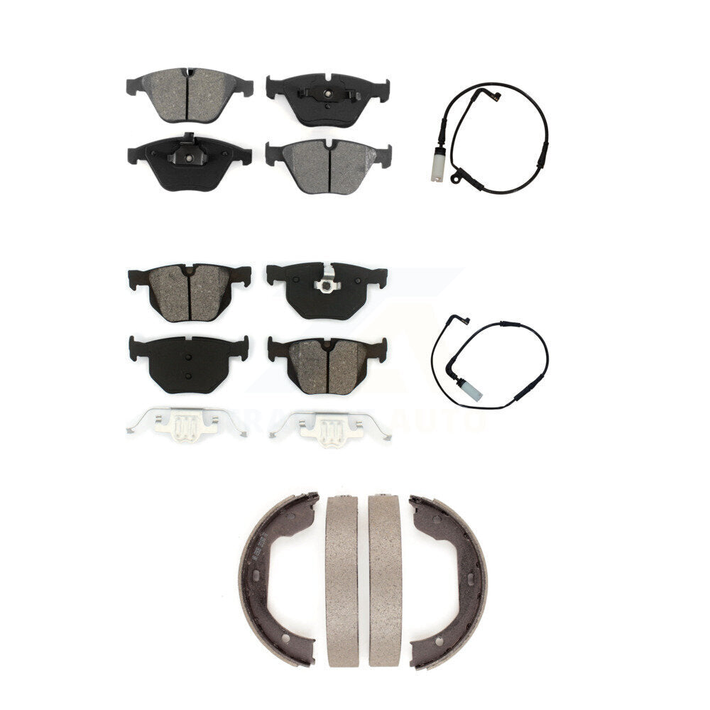 Front Rear Semi-Metallic Brake Pads & Wear Sensor Kit (5Pc) For BMW 530i 528i xDrive 525i KSW-100211
