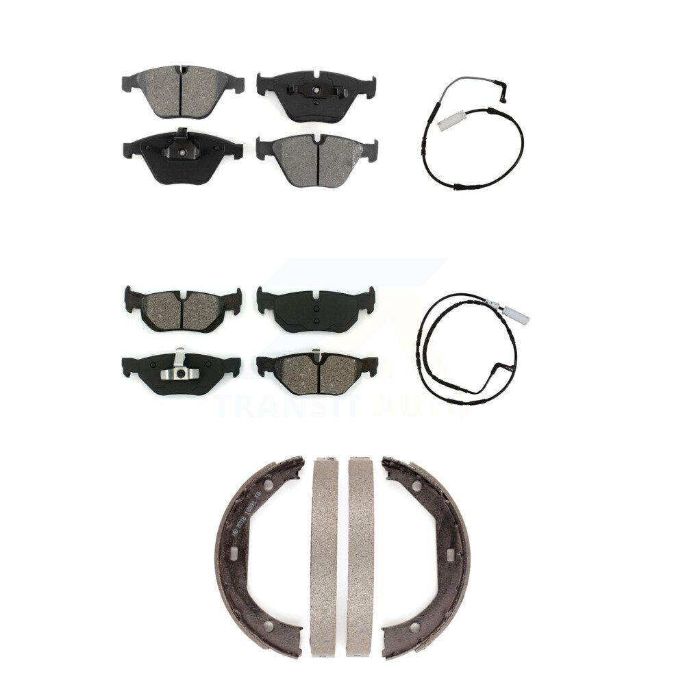 Front Rear Semi-Metallic Disc Brake Pads And Wear Sensors Kit (5Pc) For BMW 328i KSW-100214