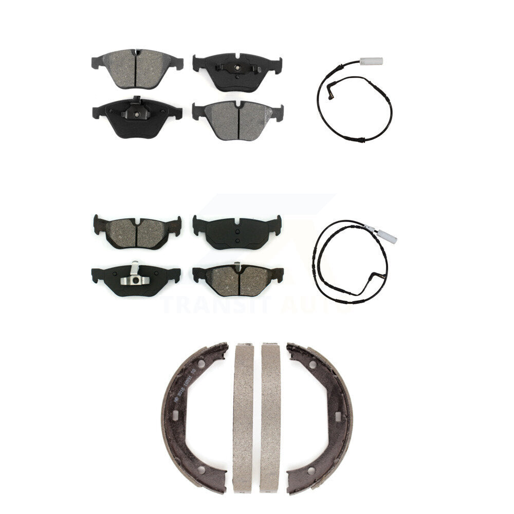 Front Rear Semi-Metallic Disc Brake Pads And Wear Sensors Kit (5Pc) For BMW 328i KSW-100215