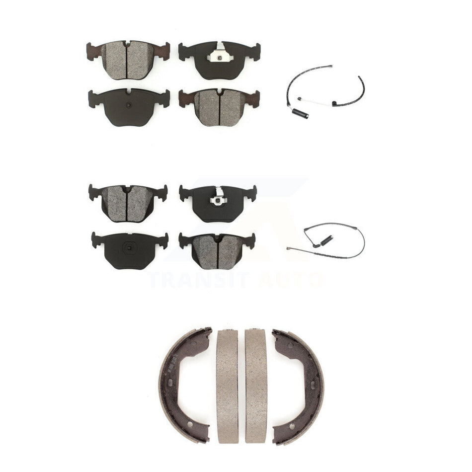Front Rear Semi-Metallic Disc Brake Pads And Wear Sensors Kit (5Pc) For BMW X5 KSW-100216
