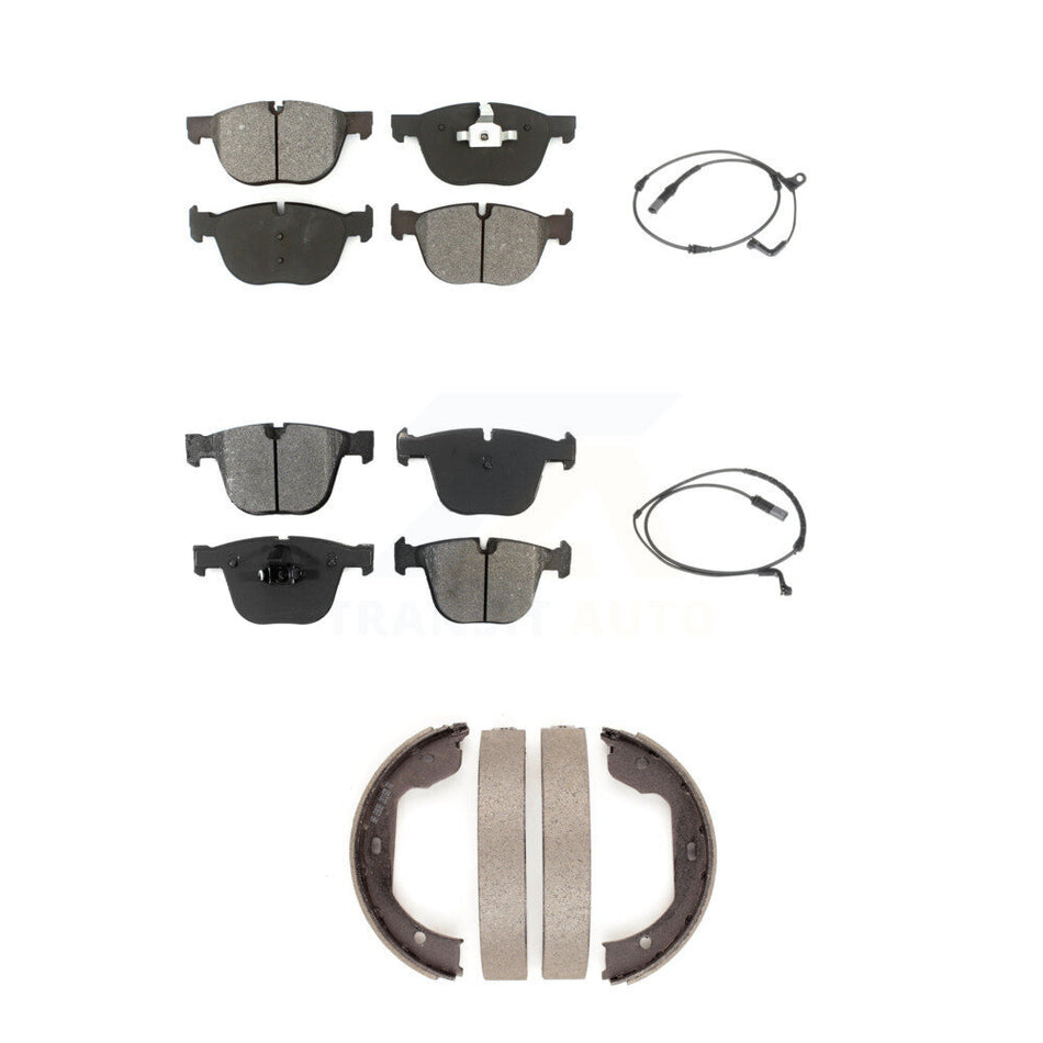 Front Rear Semi-Metallic Disc Brake Pads And Wear Sensors Kit (5Pc) For BMW X5 X6 KSW-100220