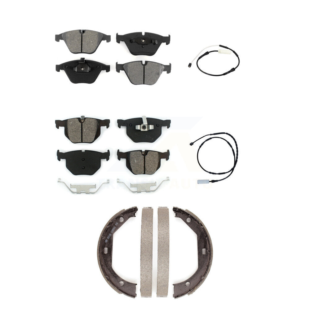 Front Rear Semi-Metallic Disc Brake Pad And Wear Sensor Kit (5Pc) For BMW 335i 335is 335d KSW-100231