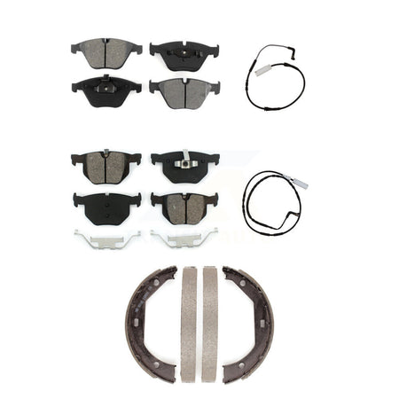 Front Rear Semi-Metallic Disc Brake Pads And Wear Sensor Kit (5Pc) For BMW 335i 335d 3.0L KSW-100236