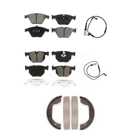 Front Rear Semi-Metallic Disc Brake Pads And Wear Sensors Kit (5Pc) For BMW 535i xDrive KSW-100237