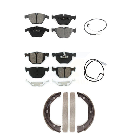 Front Rear Semi-Metallic Brake Pad & Wear Sensor Kit (5Pc) For 09-10 BMW 335i xDrive 3.0L KSW-100239