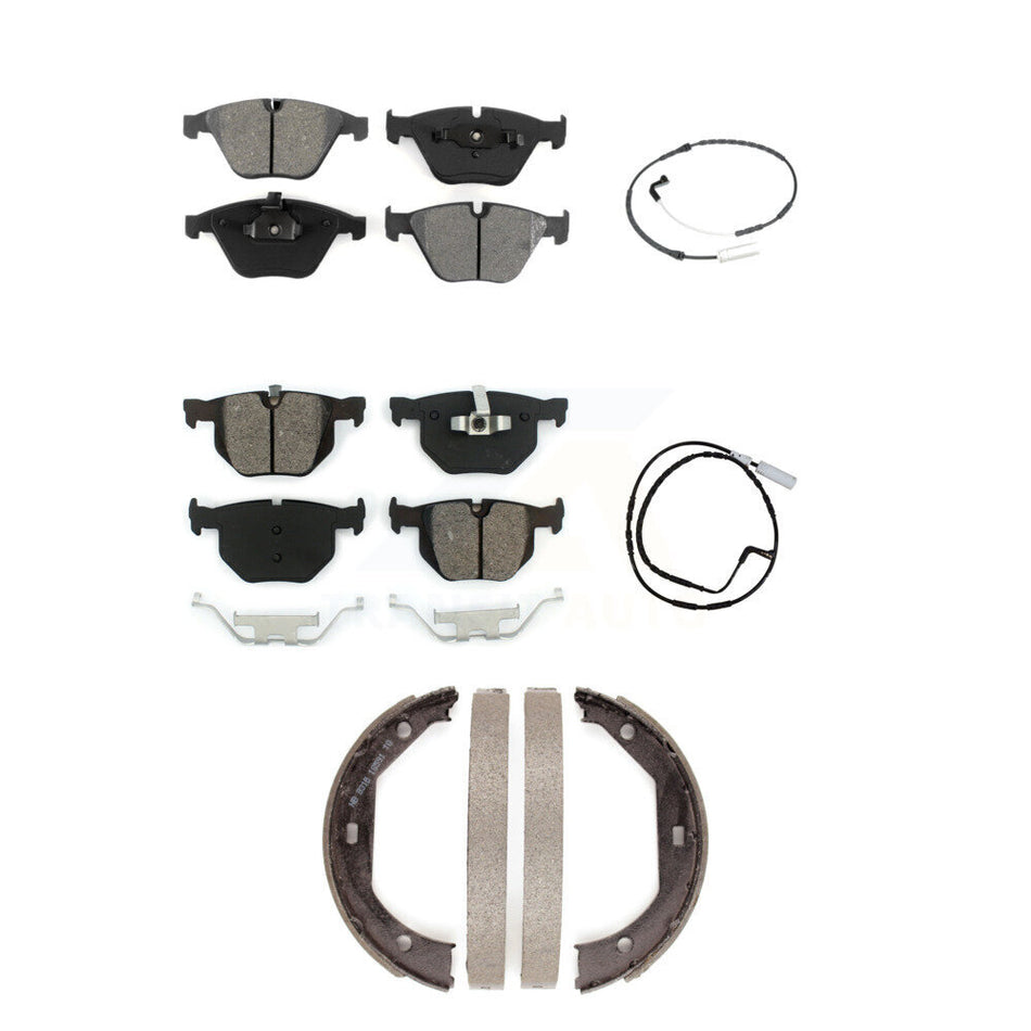 Front Rear Semi-Metallic Brake Pad & Wear Sensor Kit (5Pc) For 09-10 BMW 335i xDrive 3.0L KSW-100239