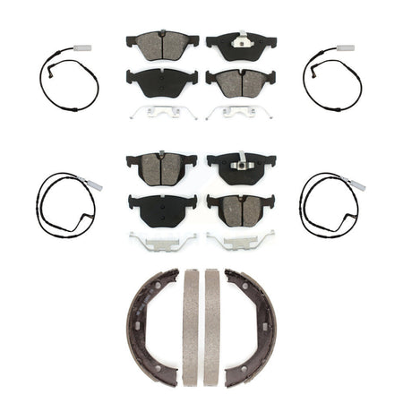 Front Rear Semi-Metallic Disc Brake Pads And Wear Sensors Kit (7Pc) For 2006 BMW 330i KSW-100257