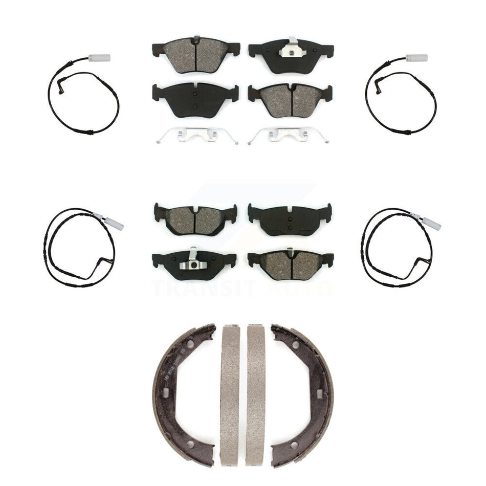 Front Rear Semi-Metallic Brake Pads Wear Sensor Kit (7Pc) For 07 BMW 328i Wagon with 3.0L KSW-100260