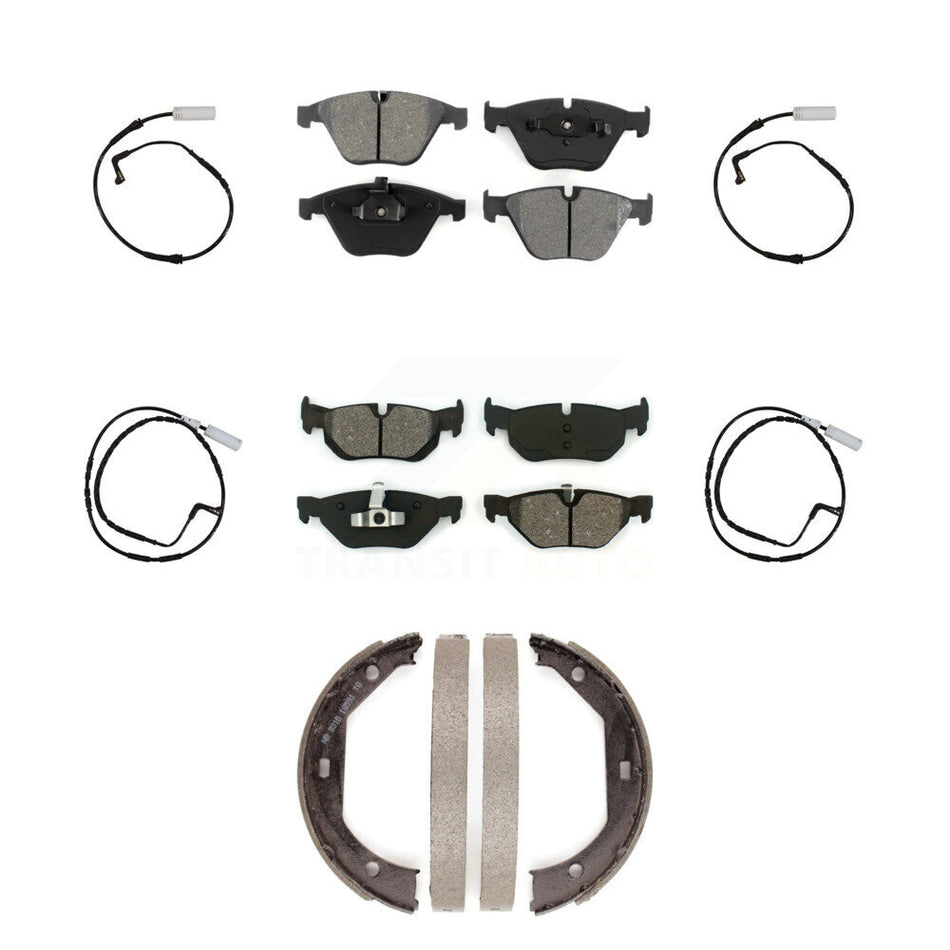 Front Rear Semi-Metallic Disc Brake Pads And Wear Sensors Kit (7Pc) For BMW 328i KSW-100262