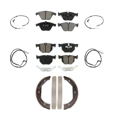 Front Rear Semi-Metallic Brake Pad & Wear Sensor Kit (7Pc) For 09-10 BMW 335i xDrive 3.0L KSW-100265