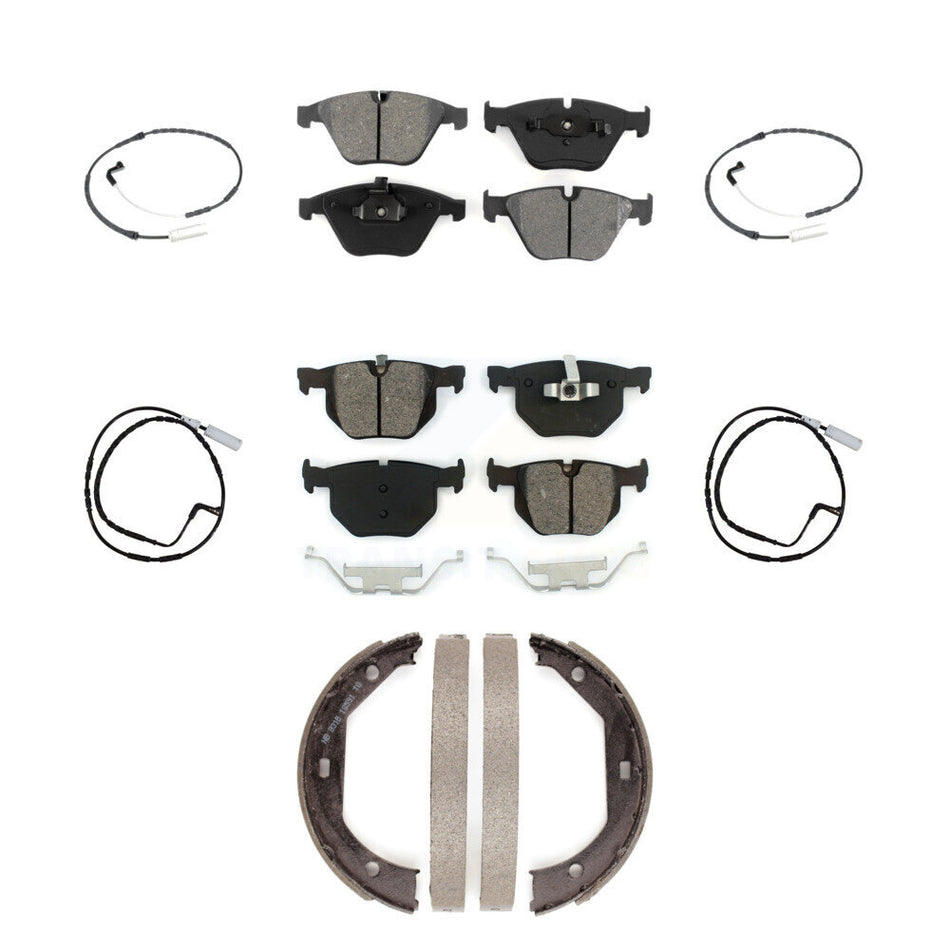 Front Rear Semi-Metallic Brake Pad & Wear Sensor Kit (7Pc) For 09-10 BMW 335i xDrive 3.0L KSW-100265
