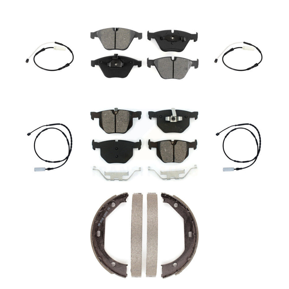 Front Rear Semi-Metallic Disc Brake Pad And Wear Sensor Kit (7Pc) For BMW 335i 335is 335d KSW-100269