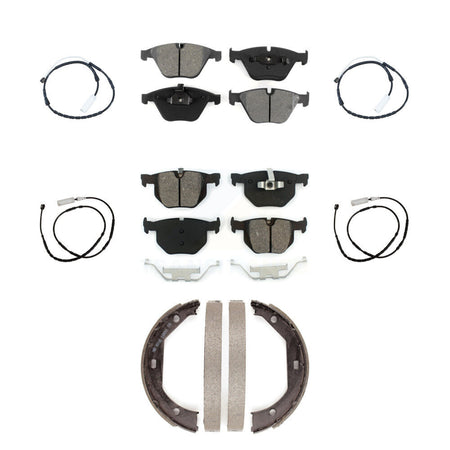 Front Rear Semi-Metallic Disc Brake Pads And Wear Sensors Kit (7Pc) For BMW X1 KSW-100271