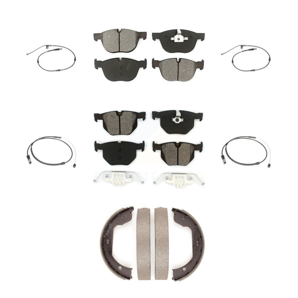Front Rear Semi-Metallic Disc Brake Pads And Wear Sensors Kit (7Pc) For BMW X5 X6 KSW-100277