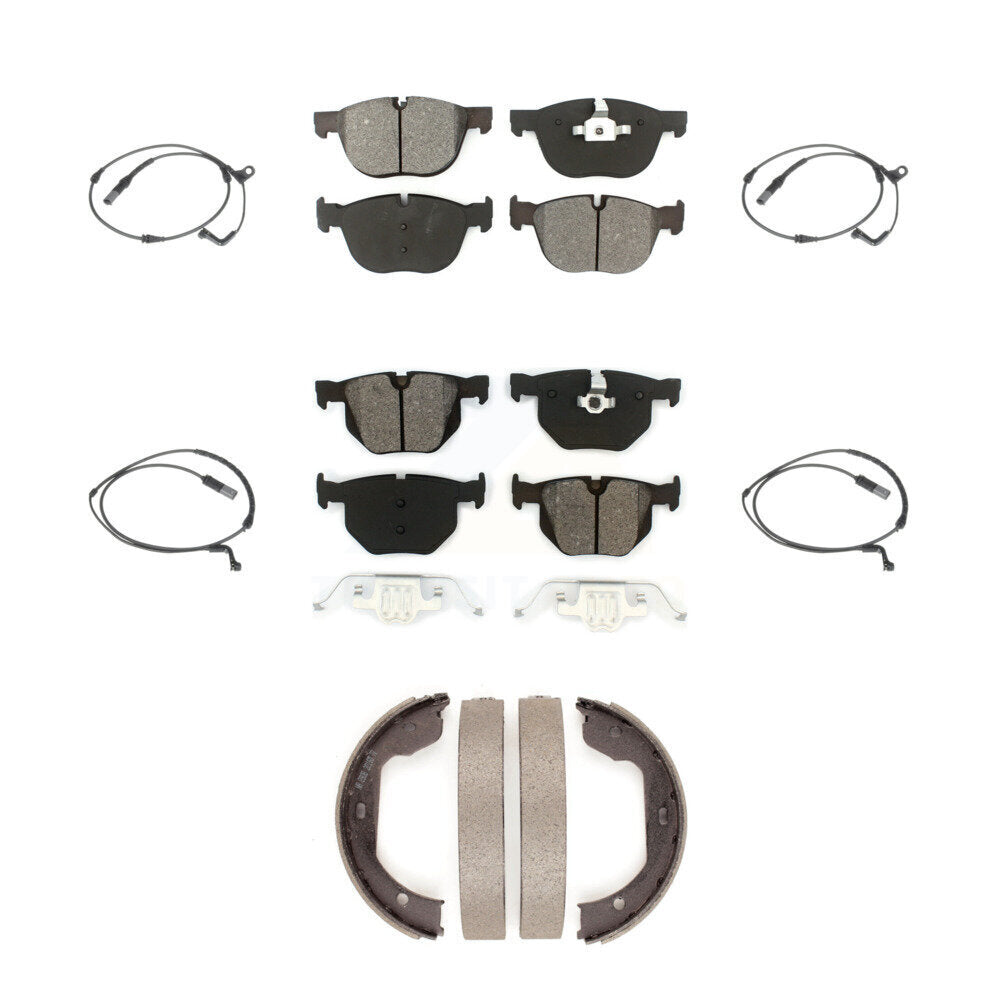 Front Rear Semi-Metallic Disc Brake Pads And Wear Sensors Kit (7Pc) For BMW X5 X6 KSW-100282