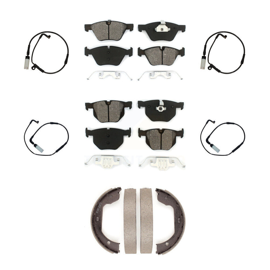 Front Rear Semi-Metallic Disc Brake Pads And Wear Sensors Kit (7Pc) For BMW 525i KSW-100288