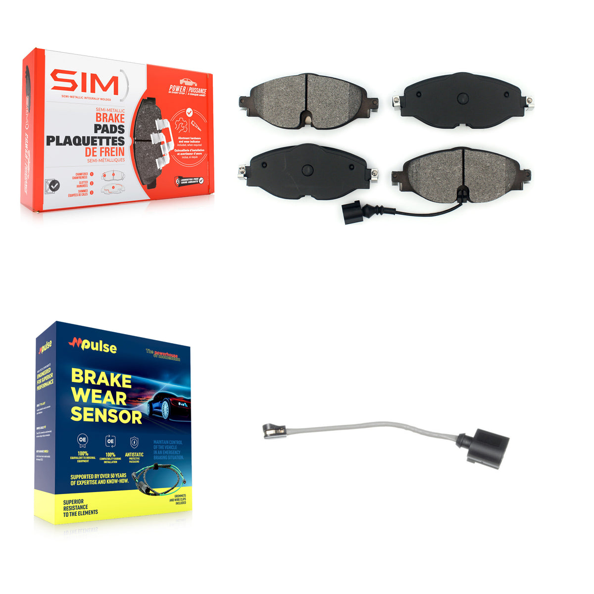 Front Semi-Metallic Brake Pads Extra Wear Sensor Kit For Volkswagen Jetta Golf SportWagen KSW-100290