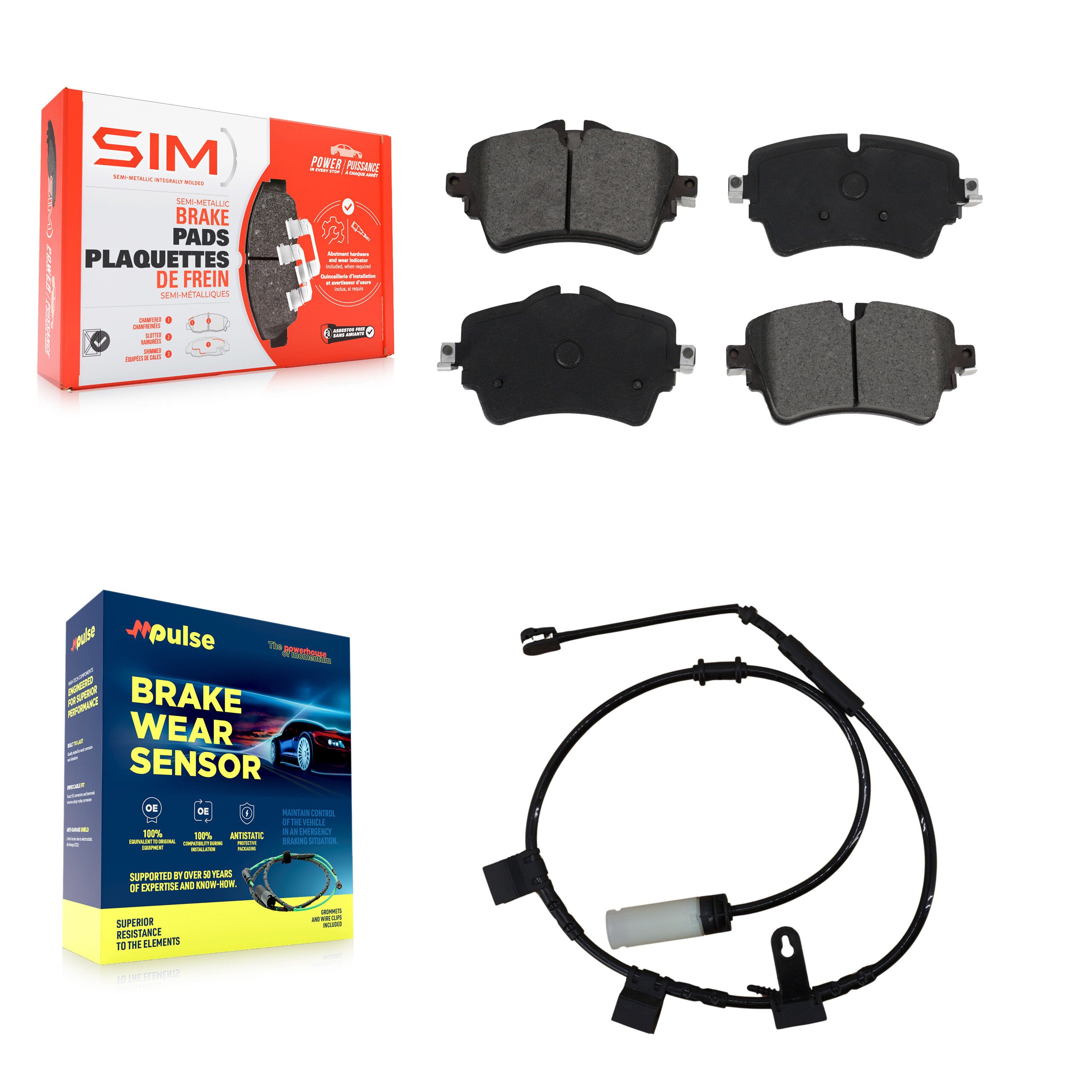 Front Semi-Metallic Disc Brake Pads And Wear Sensors Kit For 2015 Mini Cooper 1.6L KSW-100291