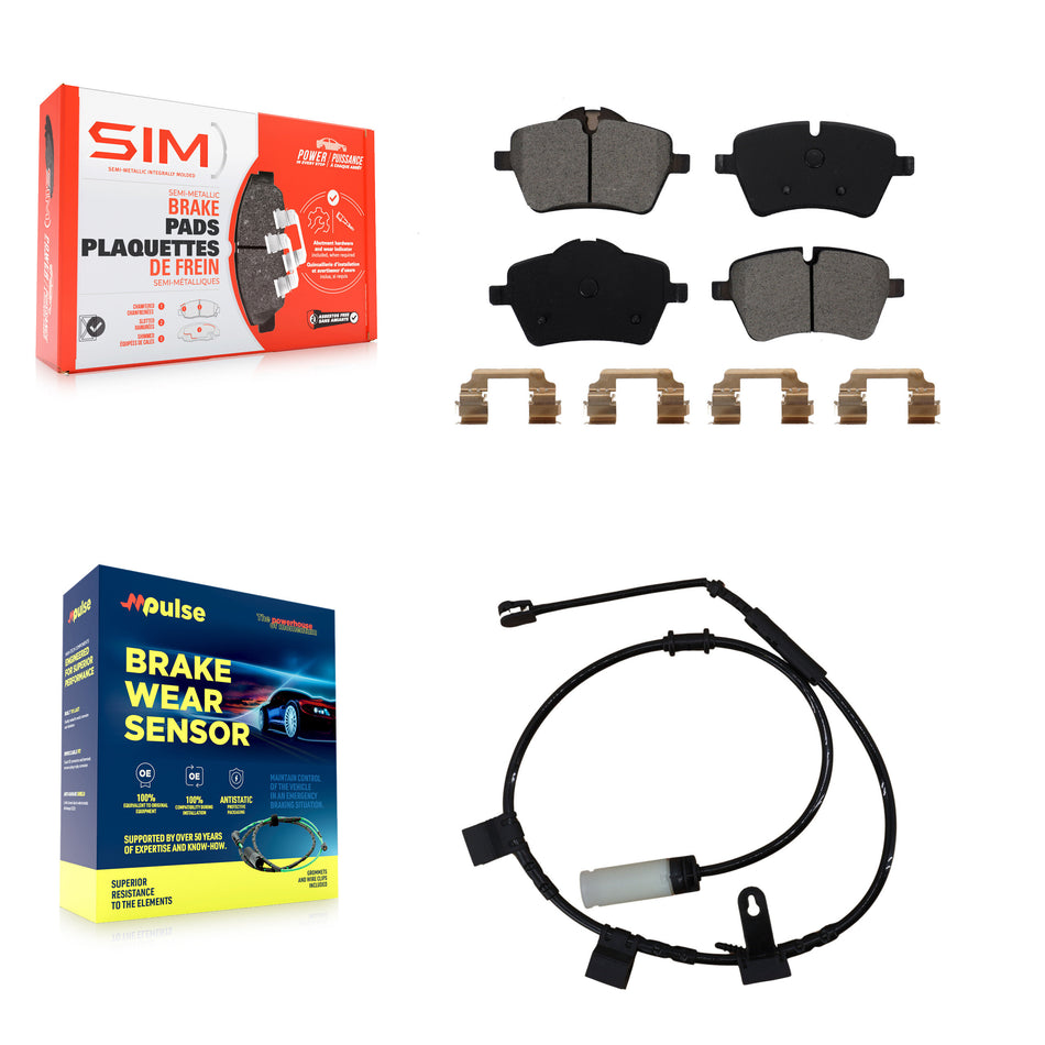 Front Semi-Metallic Disc Brake Pads And Wear Sensors Kit For Mini Cooper KSW-100293