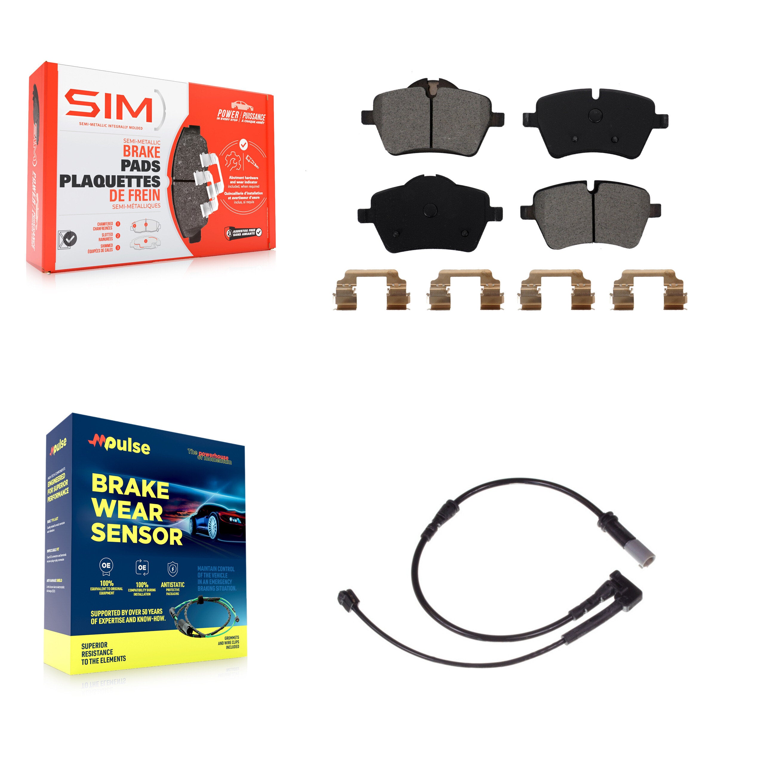 Front Semi-Metallic Disc Brake Pads And Wear Sensors Kit For Mini Cooper KSW-100294