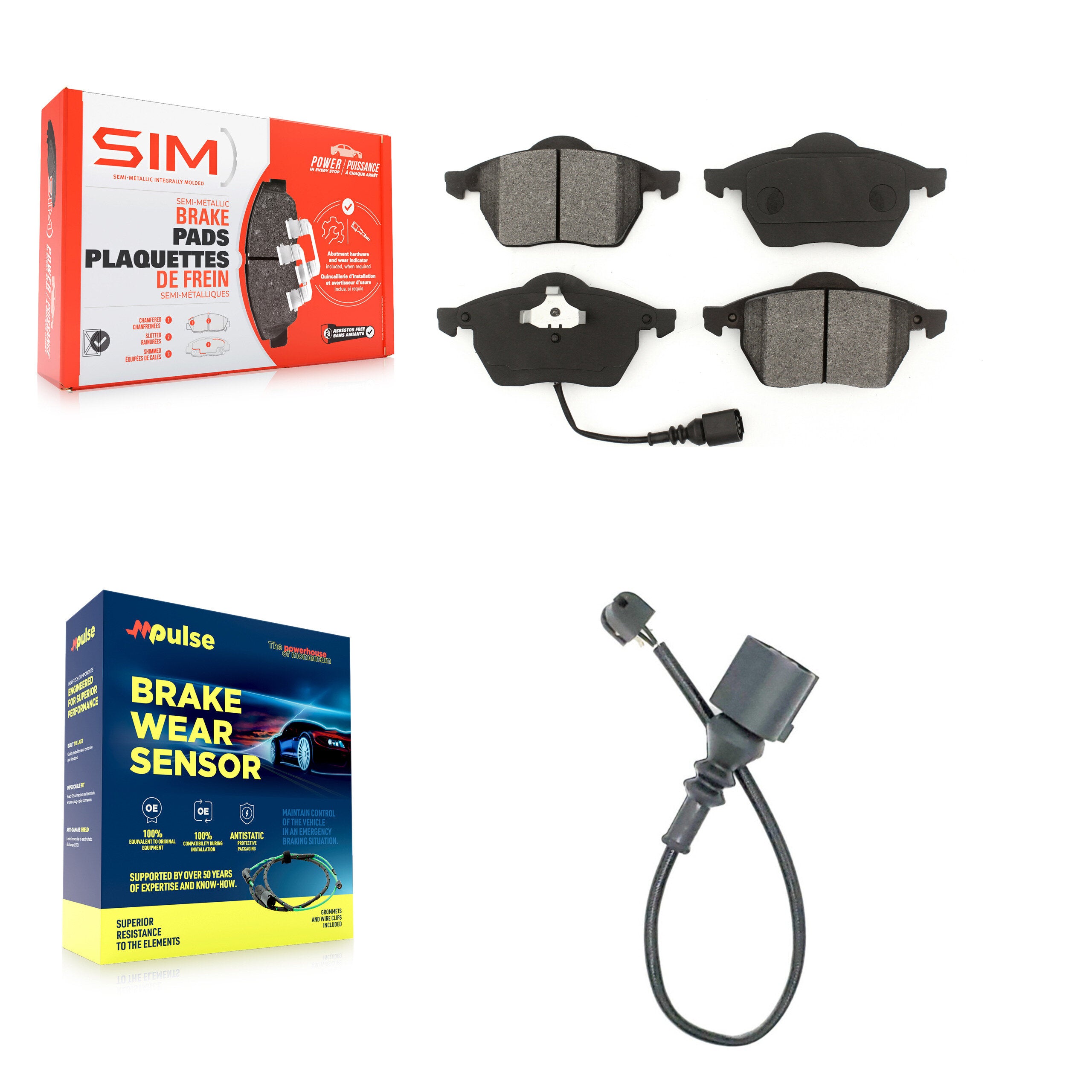 Front Semi-Metallic Disc Brake Pads And Extra Wear Sensors Kit For Audi TT Quattro KSW-100304