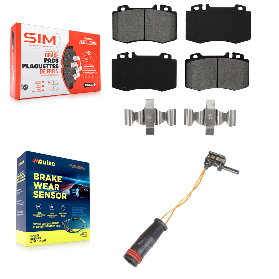 Front Semi-Metallic Brake Pads & Wear Sensor Kit For Mercedes-Benz E350 C230 SL500 SLK350 KSW-100306