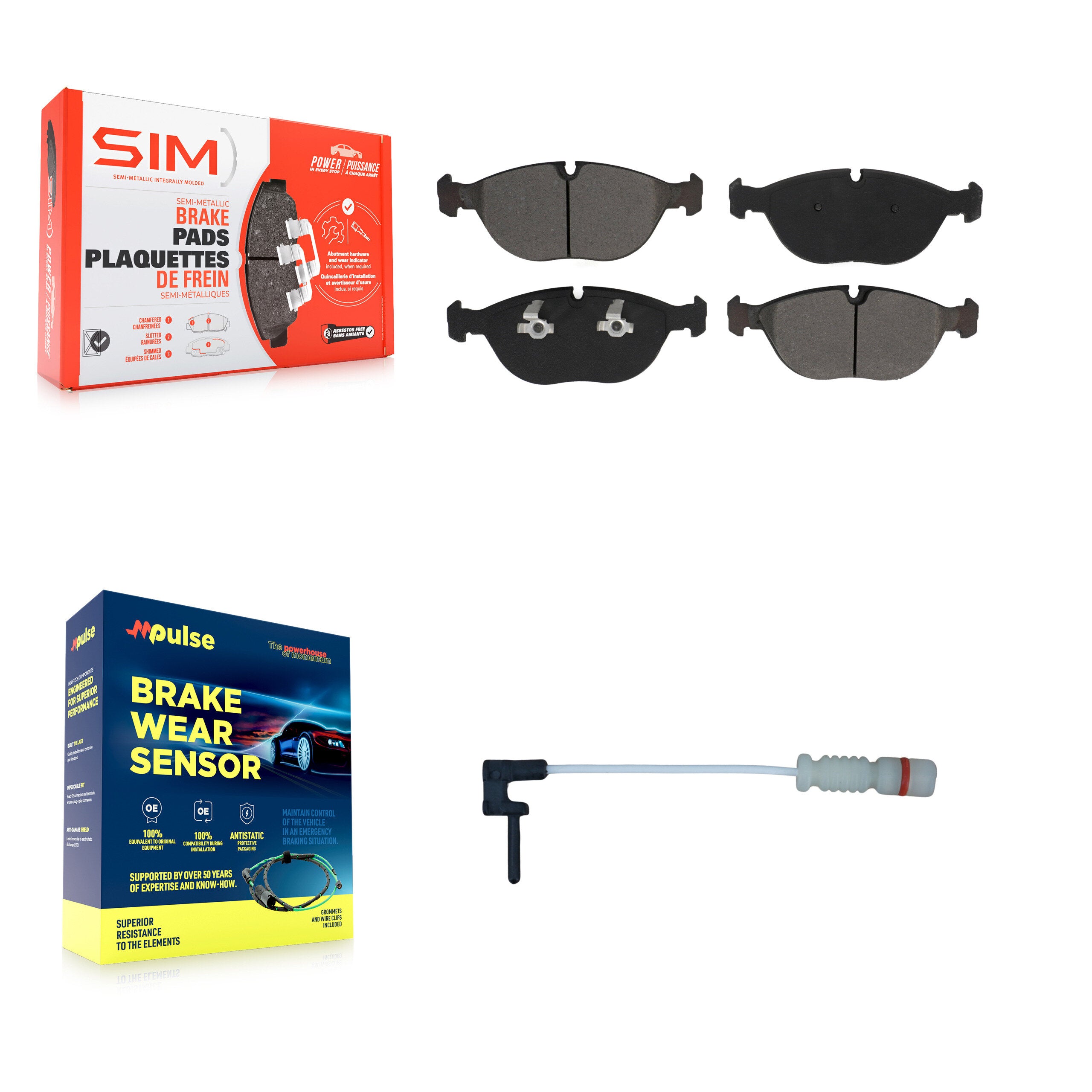 Front Semi-Metallic Disc Brake Pad Wear Sensor Kit For Chrysler Crossfire SRT-6 with 3.2L KSW-100308