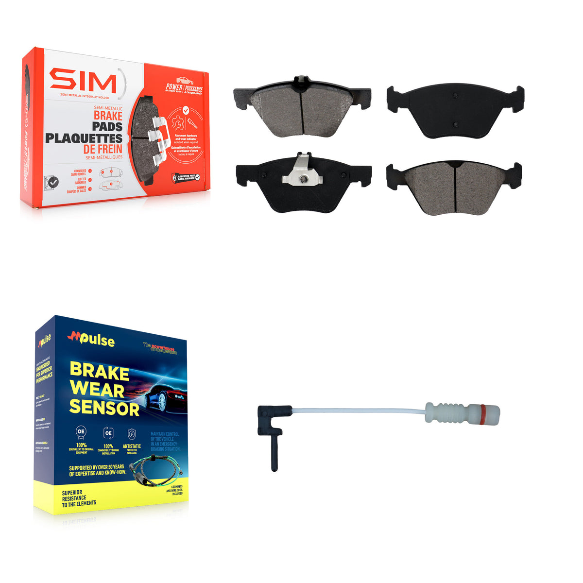 Front Semi-Metallic Disc Brake Pads And Wear Sensors Kit For Chrysler Crossfire KSW-100309