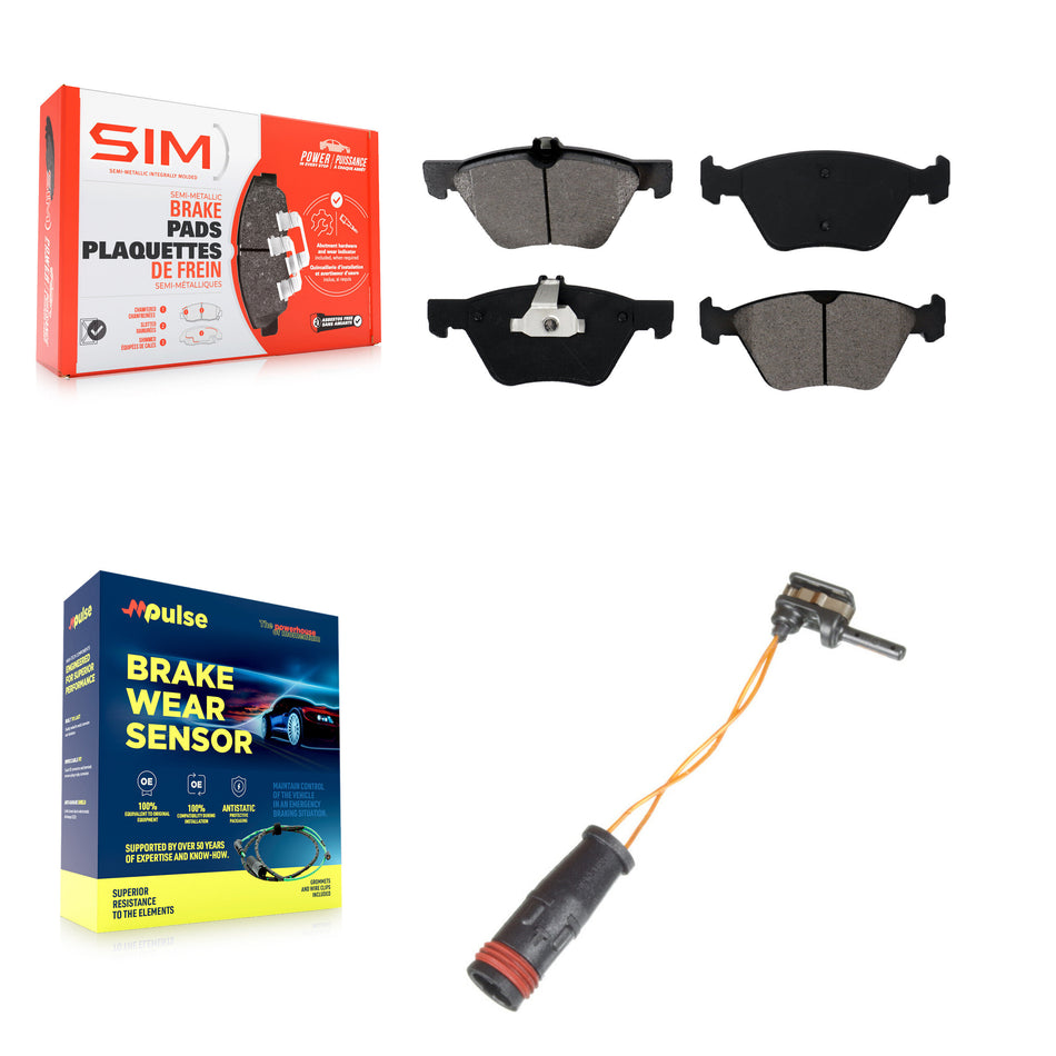 Front Semi-Metallic Disc Brake Pads And Wear Sensors Kit For Mercedes-Benz E350 E300 KSW-100312