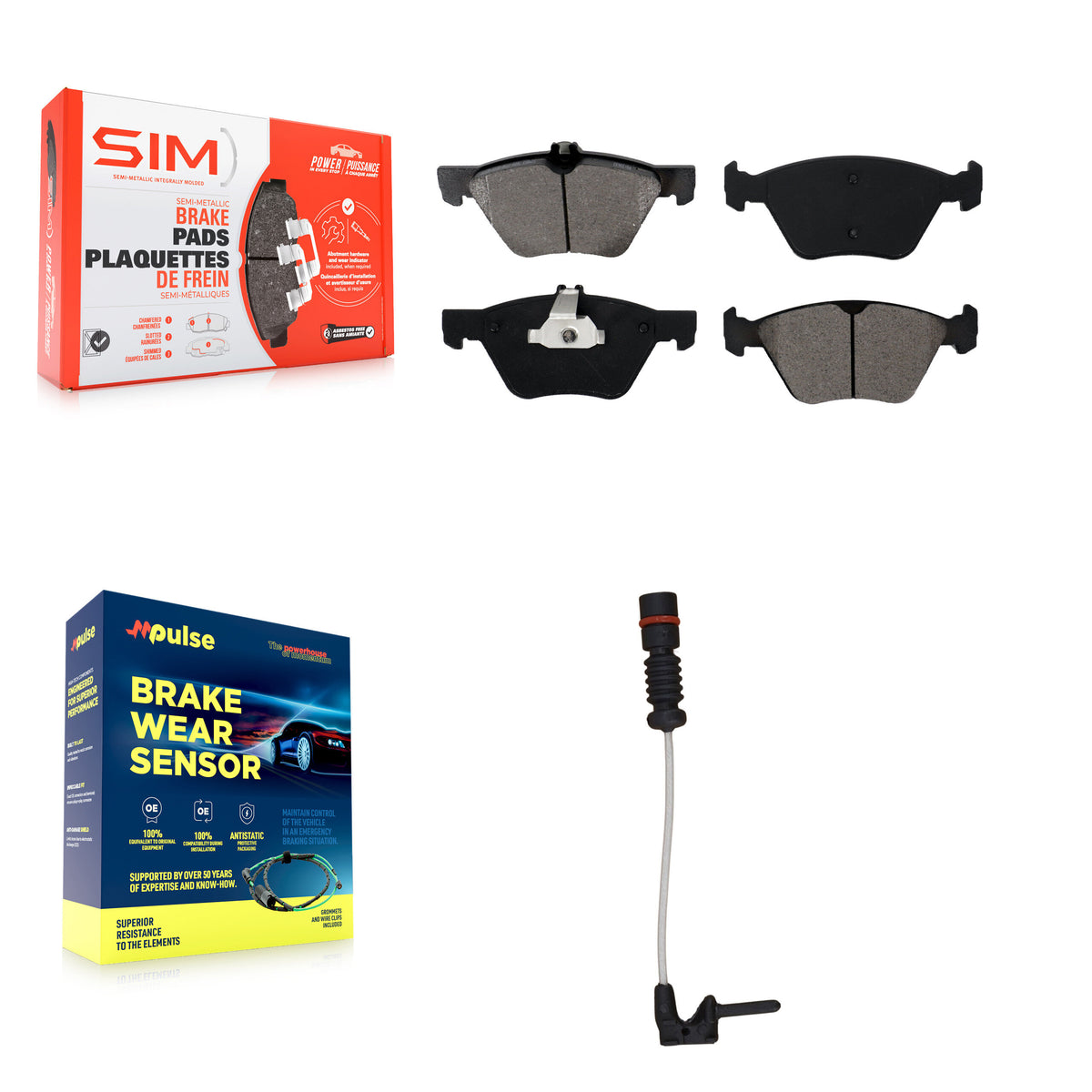 Front Semi-Metallic Brake Pad & Wear Sensor Kit For Mercedes-Benz E320 Chrysler Crossfire KSW-100313