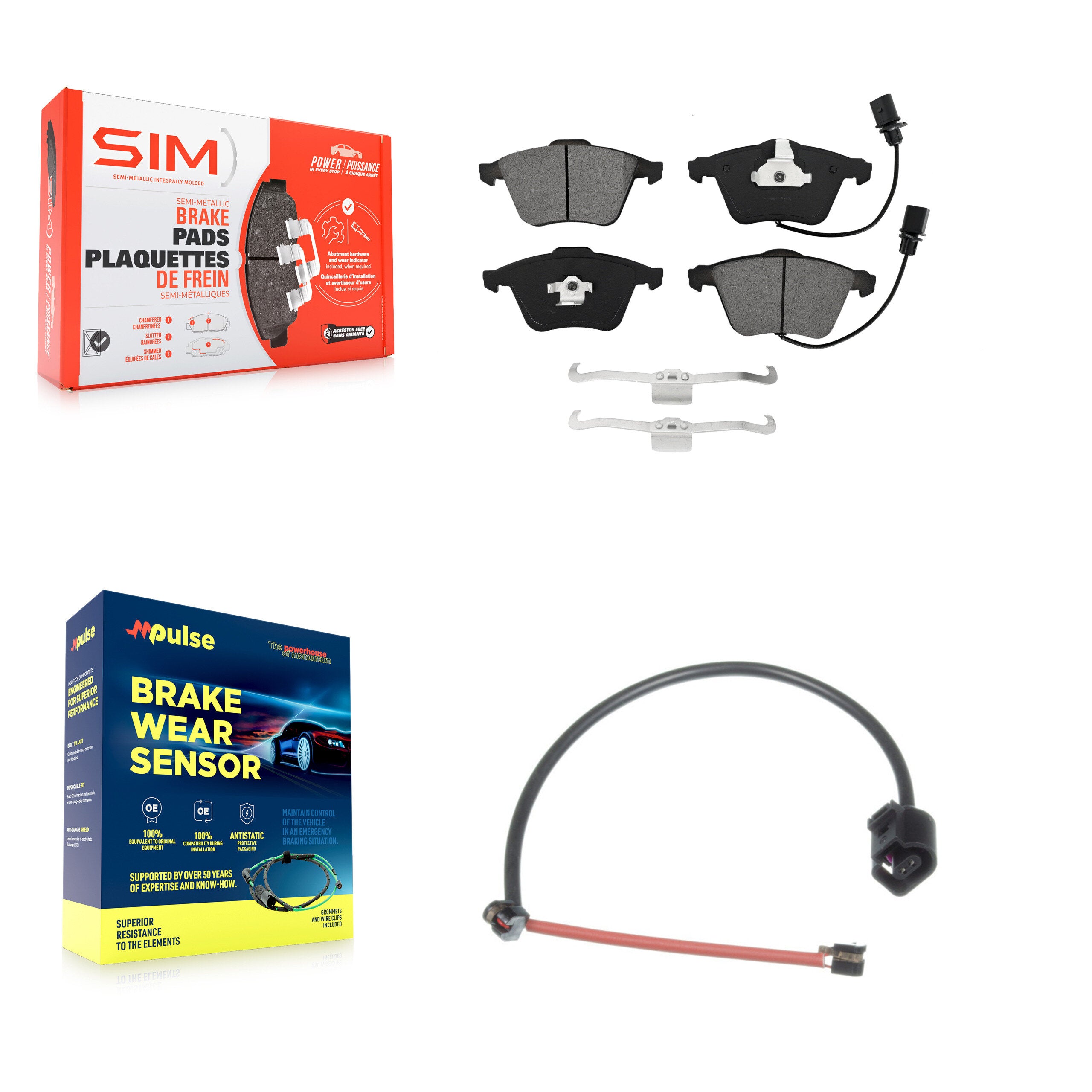 Front Semi-Metallic Brake Pads & Extra Wear Sensor Kit For 2012-2013 Audi TT Quattro 2.0L KSW-100315
