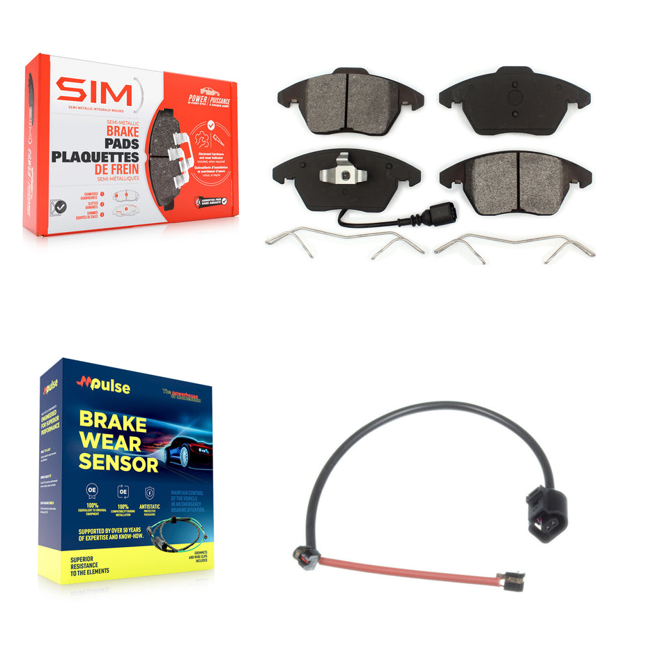 Front Semi-Metallic Brake Pads & Extra Wear Sensor Kit For 2012-2013 Audi TT Quattro 2.0L KSW-100316