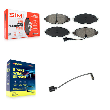 Front Semi-Metallic Brake Pad Extra Wear Sensor Kit For 16 Audi TT Quattro Base with 2.0L KSW-100322