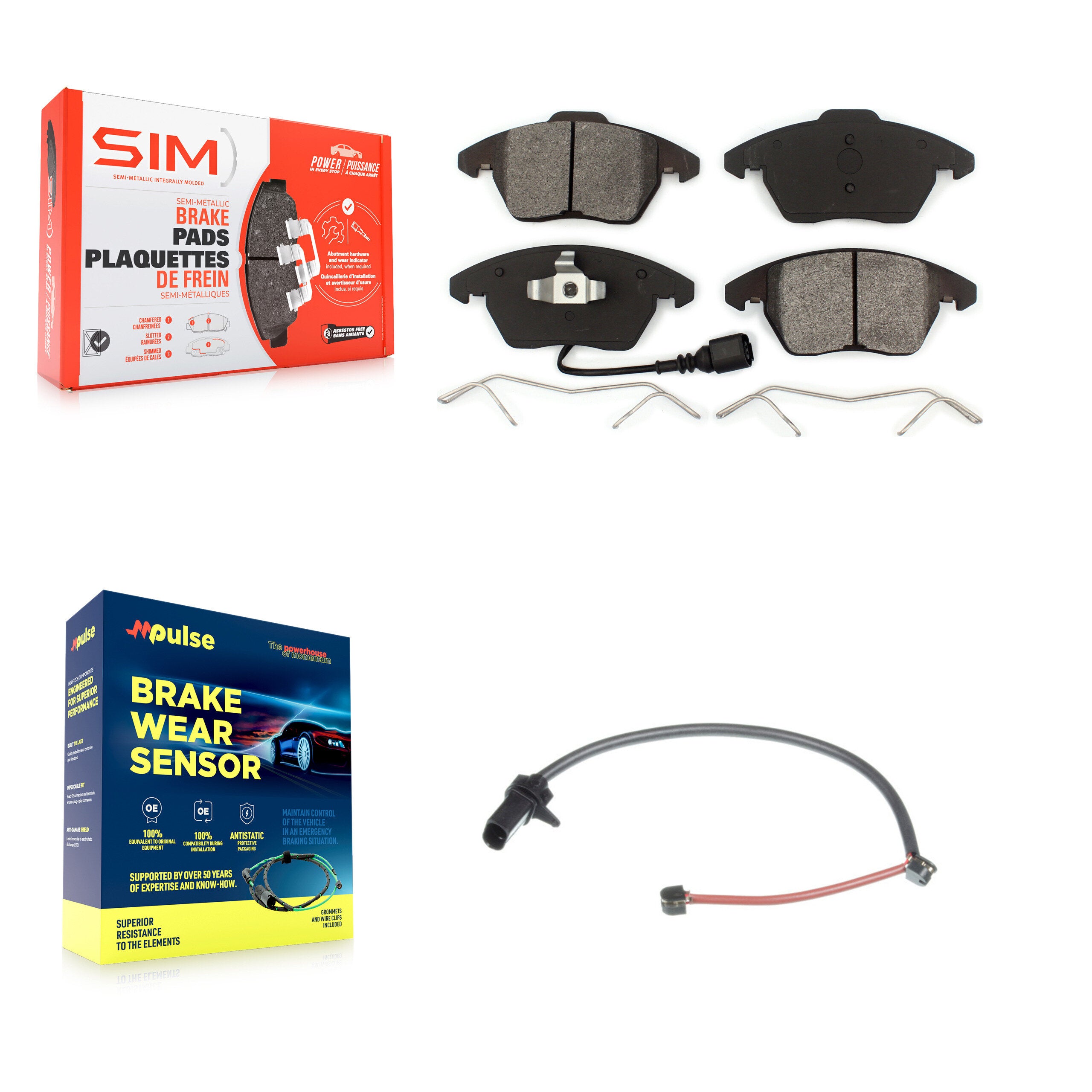 Front Semi-Metallic Disc Brake Pads And Extra Wear Sensors Kit For 2011 Audi R8 KSW-100324
