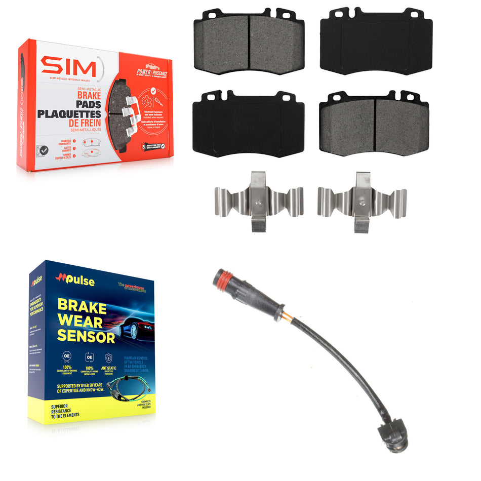 Front Semi-Metallic Disc Brake Pads And Wear Sensor Kit For Mercedes-Benz SL500 SLK55 AMG KSW-100334