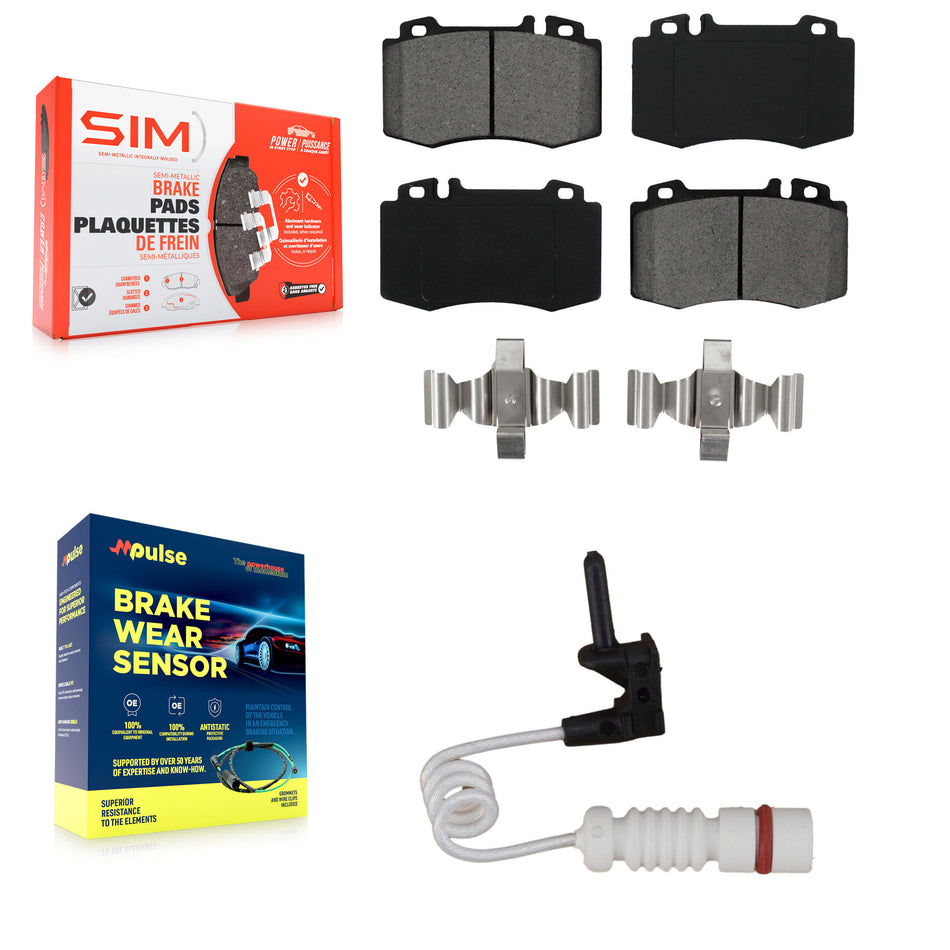 Front Semi-Metallic Disc Brake Pad Wear Sensor Kit For Mercedes-Benz ML500 ML430 ML55 AMG KSW-100337
