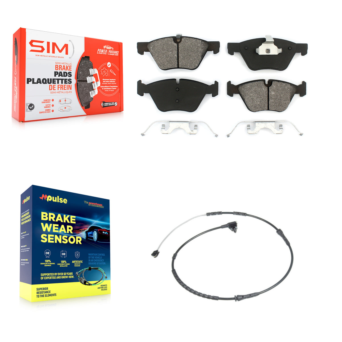 Front Semi-Metallic Disc Brake Pads And Wear Sensors Kit For BMW Z4 KSW-100340