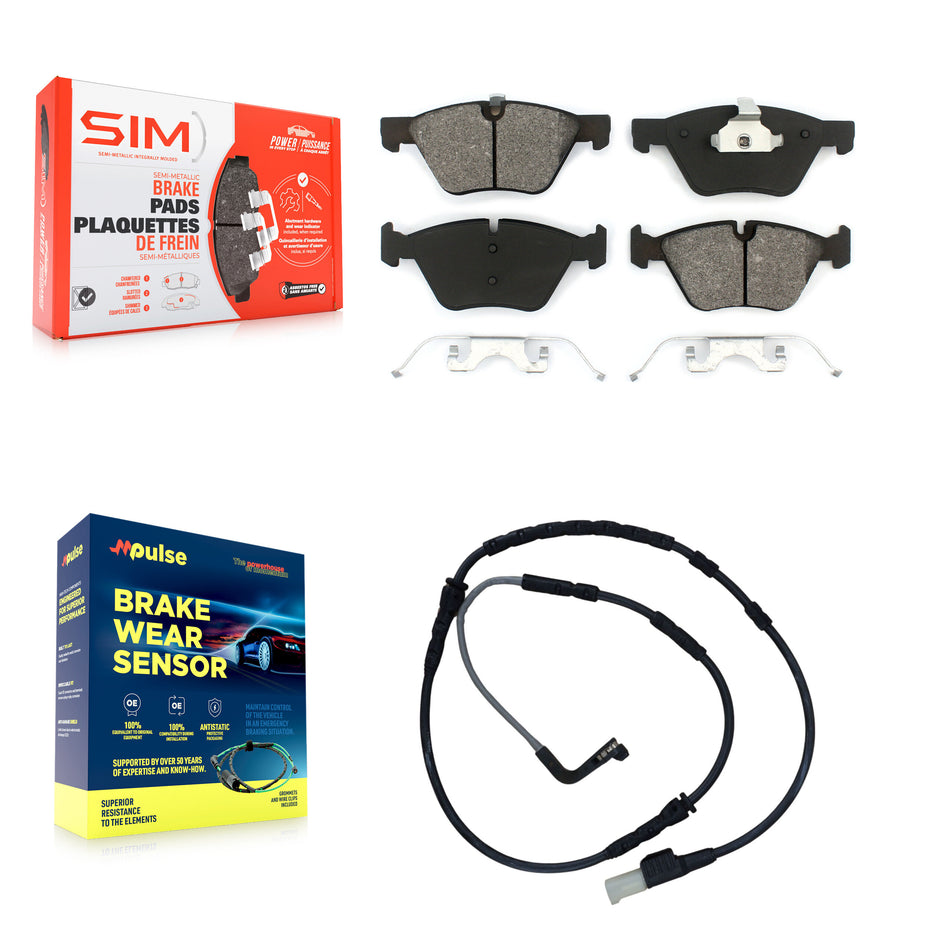 Front Semi-Metallic Disc Brake Pads And Wear Sensors Kit For BMW Z4 KSW-100348