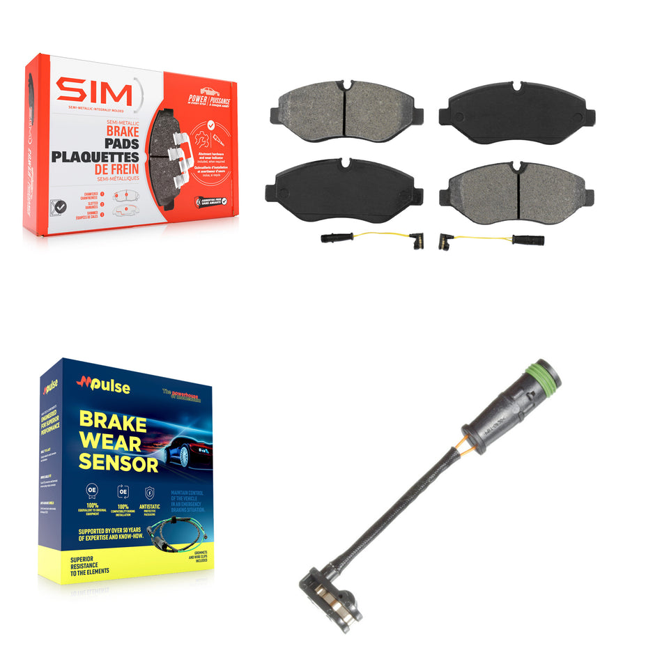 Front Semi-Metallic Brake Pad Extra Wear Sensor Kit For Mercedes-Benz Sprinter 2500 Dodge KSW-100351