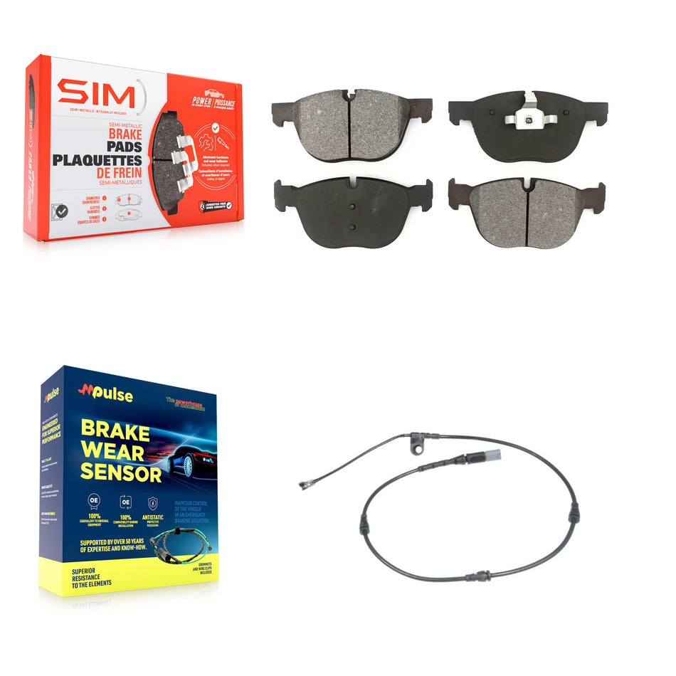 Front Semi-Metallic Disc Brake Pads And Wear Sensors Kit For BMW X5 X6 KSW-100352