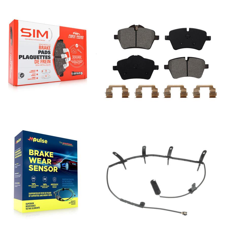Front Semi-Metallic Disc Brake Pads And Wear Sensors Kit For Mini Cooper KSW-100357