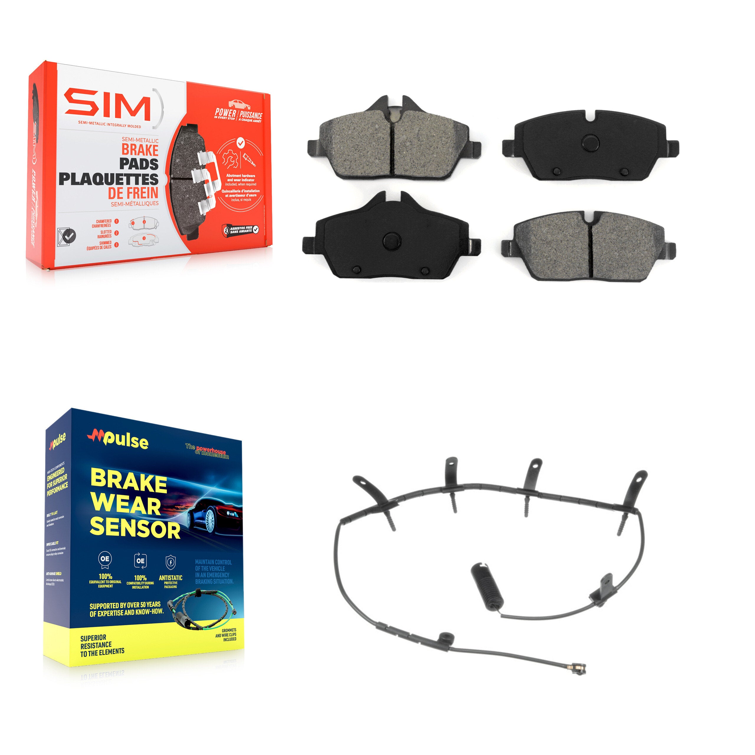 Front Semi-Metallic Disc Brake Pads And Wear Sensors Kit For Mini Cooper KSW-100361