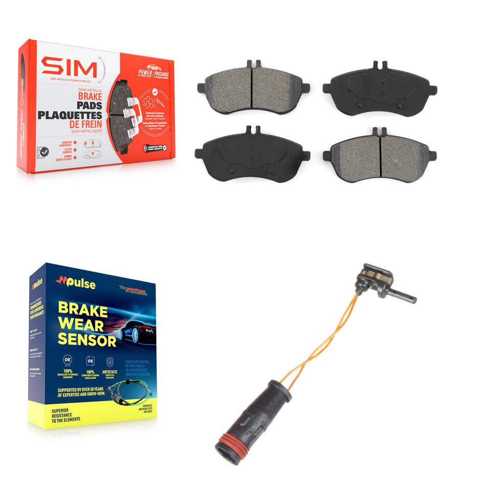 Front Semi-Metallic Brake Pad And Wear Sensor Kit For Mercedes-Benz C300 C250 C230 SLK250 KSW-100363