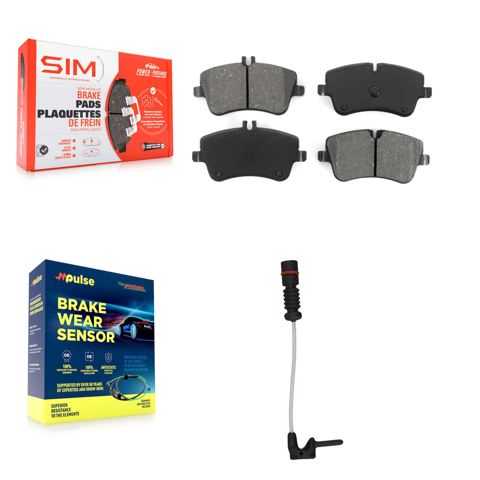 Front Semi-Metallic Brake Pad Wear Sensor Kit For 03 Mercedes-Benz CLK320 Coupe with 3.2L KSW-100366