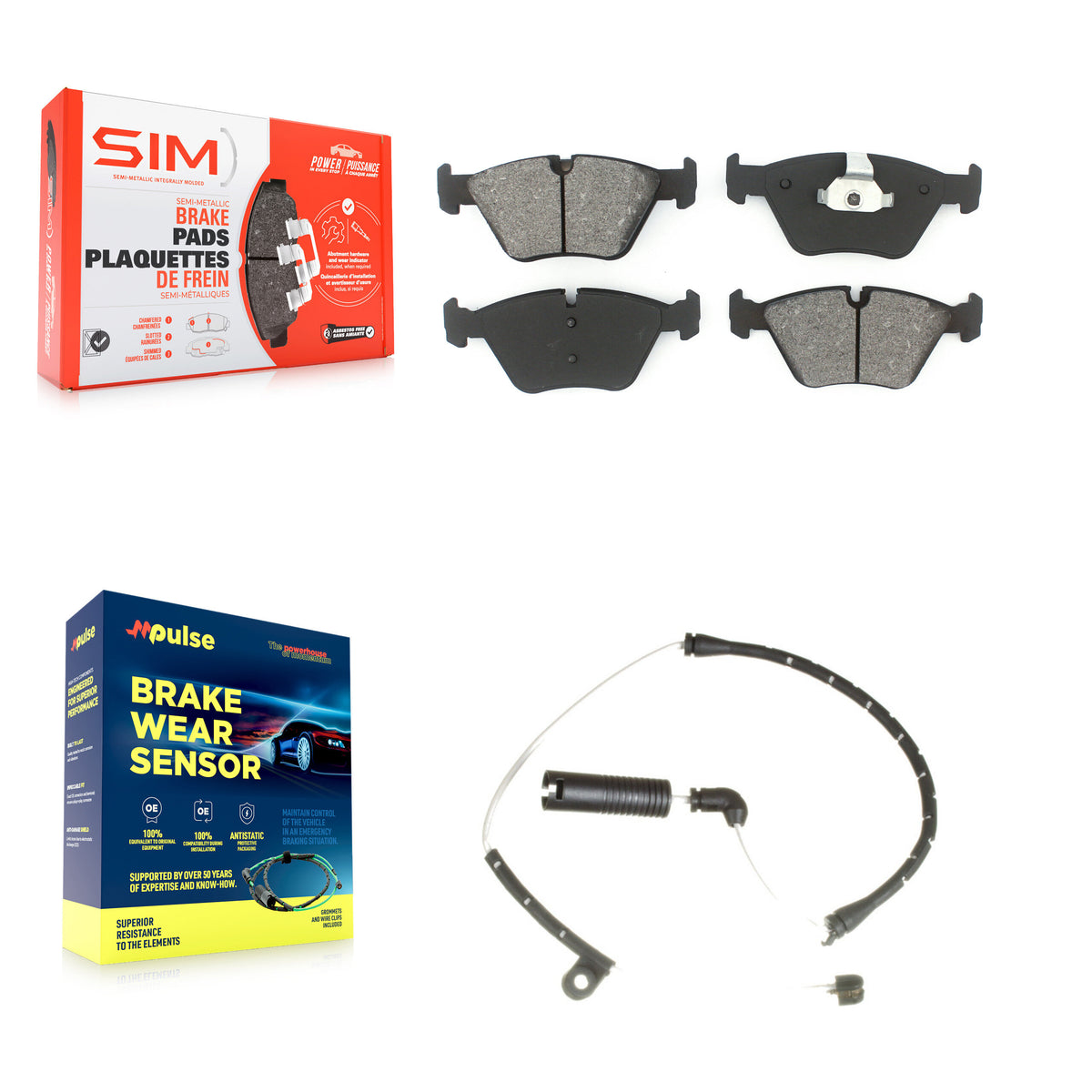Front Semi-Metallic Disc Brake Pads And Wear Sensors Kit For BMW Z4 KSW-100370