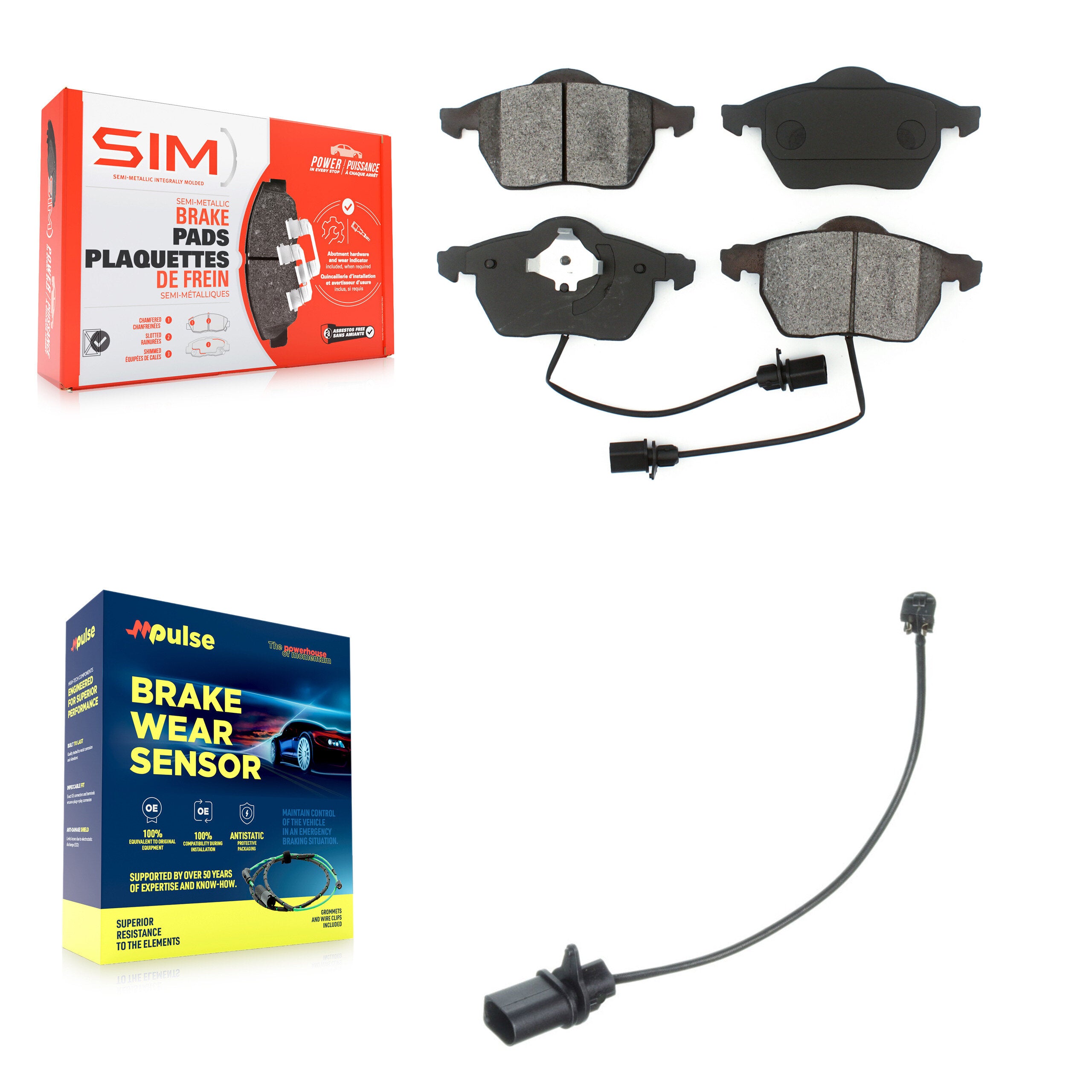 Front Semi-Metallic Disc Brake Pads And Extra Wear Sensors Kit For Volkswagen Passat KSW-100372