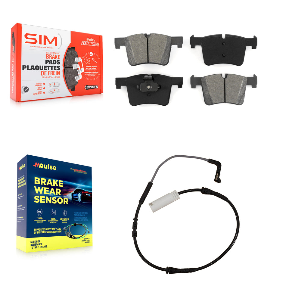Front Semi-Metallic Brake Pads Wear Sensor Kit For 12 BMW 328i with Black Painted Caliper KSW-100379