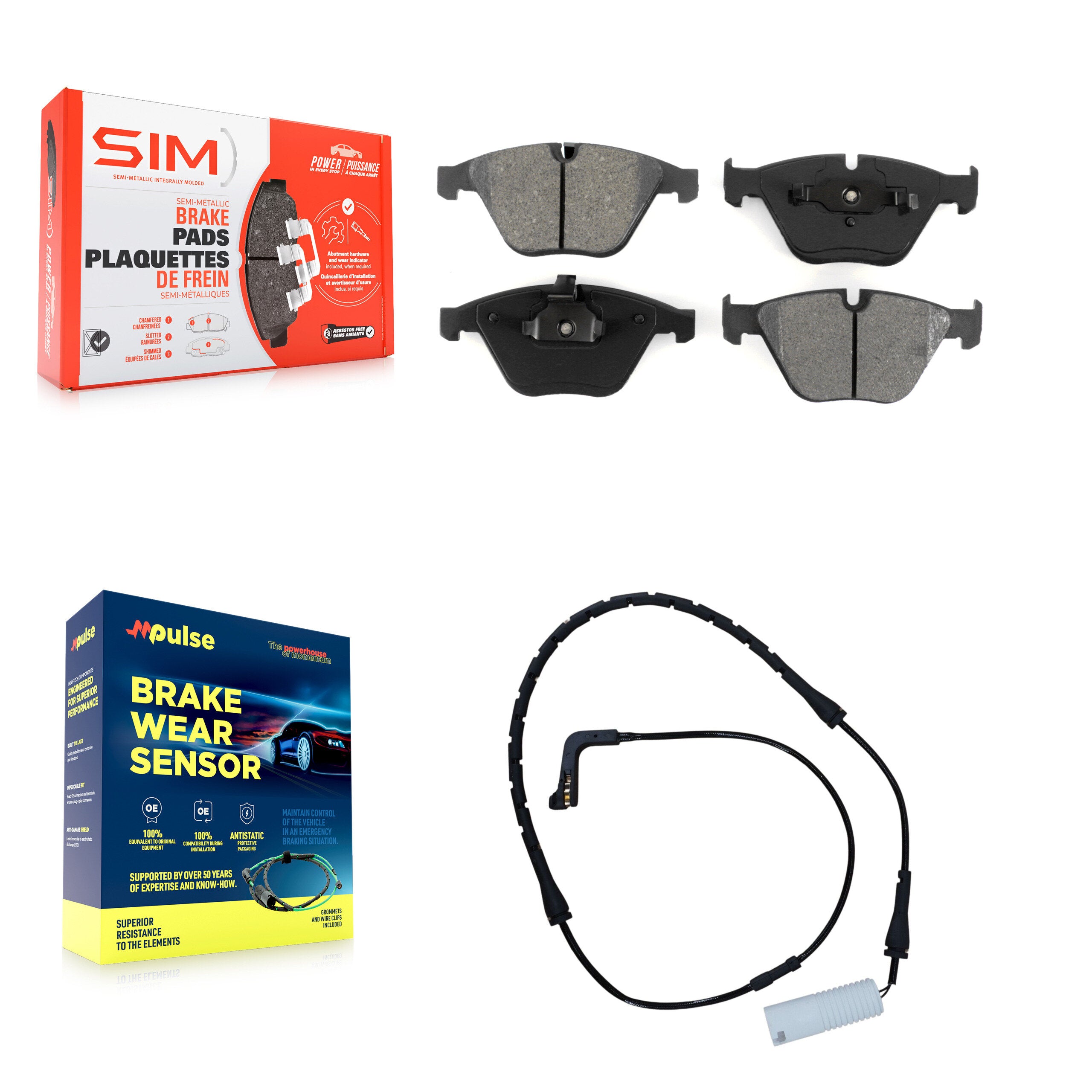 Front Semi-Metallic Brake Pads & Wear Sensor Kit For BMW 750i 750Li 745i 745Li 760Li 760i KSW-100381