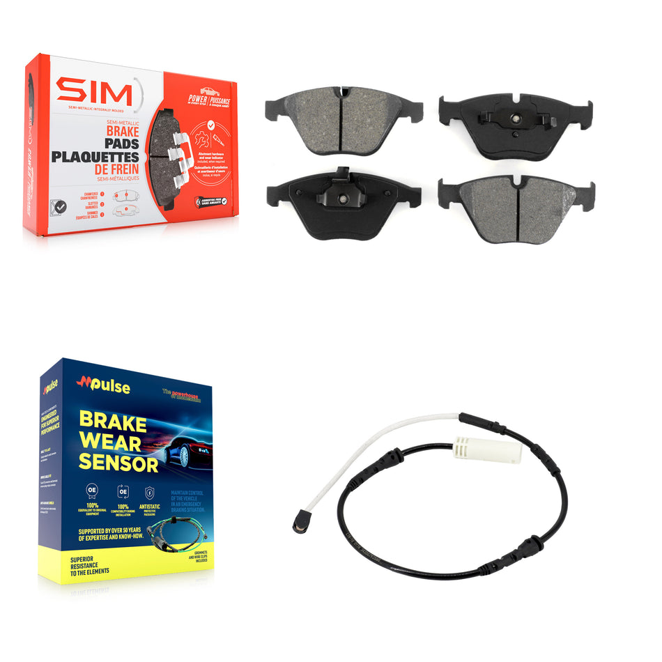 Front Semi-Metallic Brake Pads & Wear Sensor Kit For BMW 328i xDrive 323i 335i 335is 335d KSW-100383