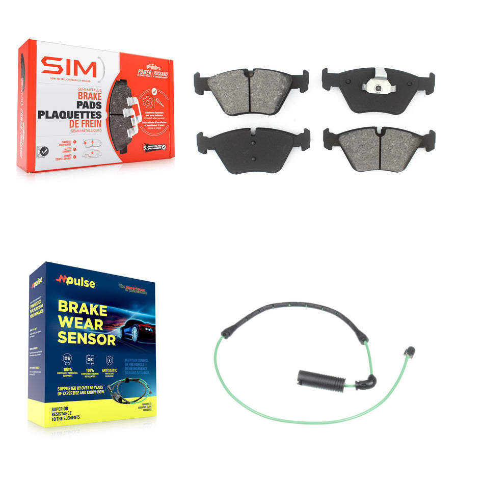Front Semi-Metallic Disc Brake Pads And Wear Sensors Kit For BMW 330Ci 330i 330xi M3 KSW-100387